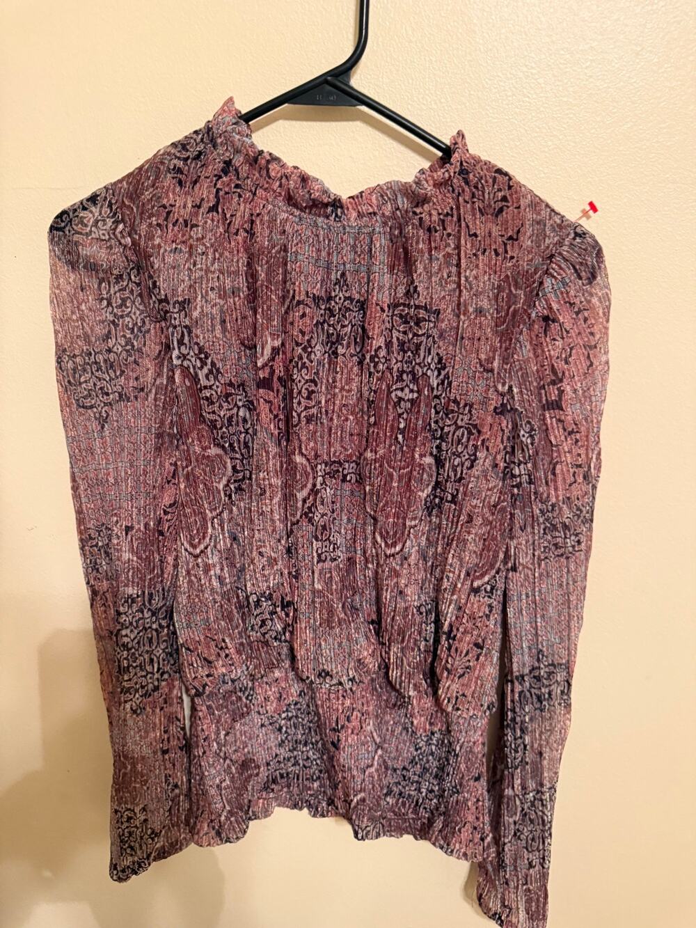 Joie Women’s Large Metallic Paisley Smocked Long Sleeve Blouse